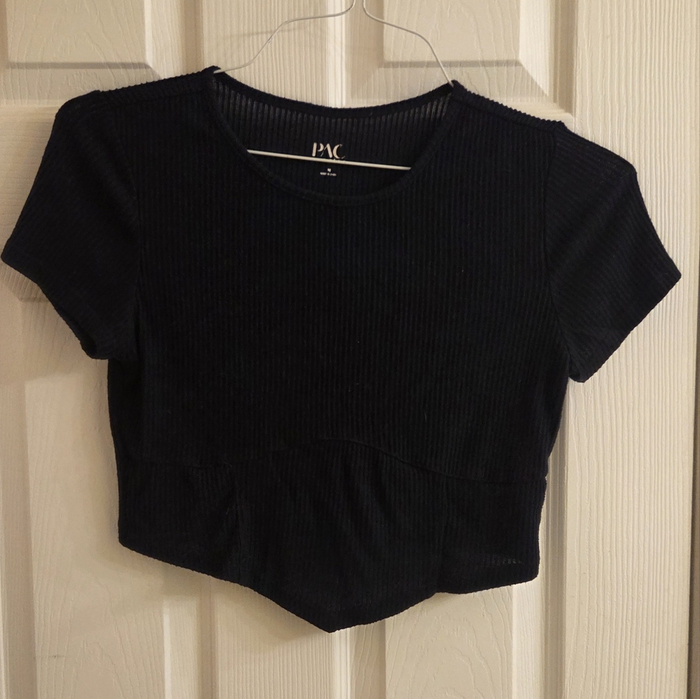 Women's Black Ribbed Crop Top